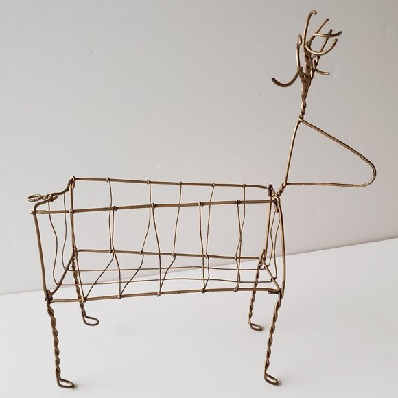 Rustic Wire Art Gold Reindeer Deer - Picture 1 of 3